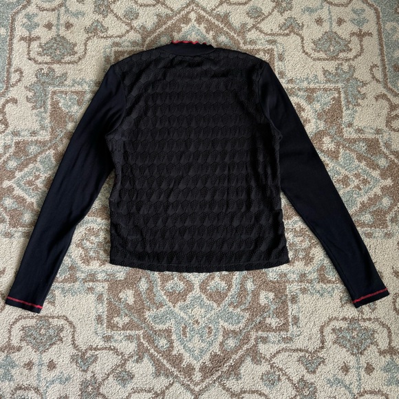 Desigual Mind Soul Body Red Black Long Sleeve Turtleneck Lace Crop Top Size XL - Picture 3 of 6